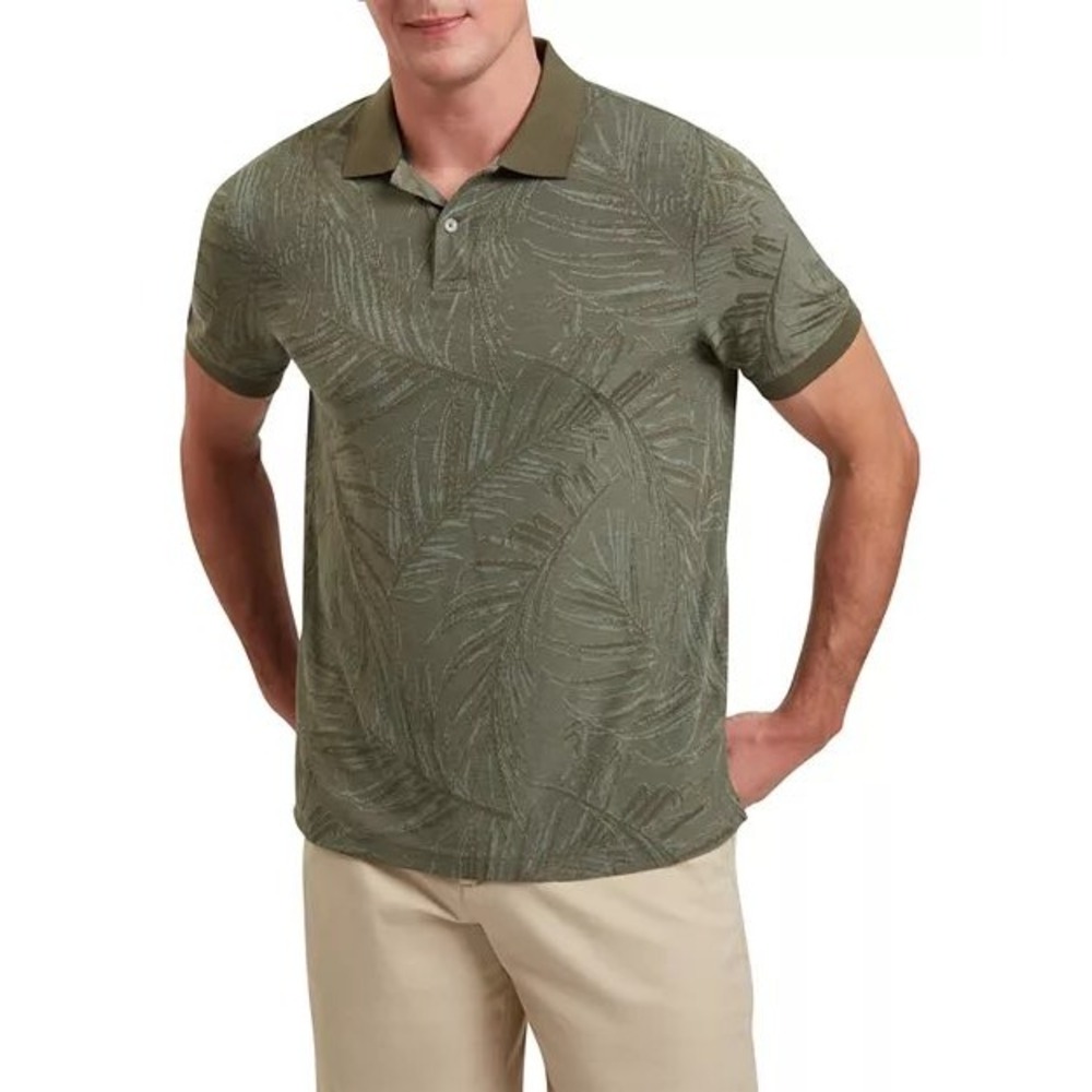 Ted‎ Baker London Edwine Palm Leaf Jacquard Polo Shirt Olive Green Size 2/ Small